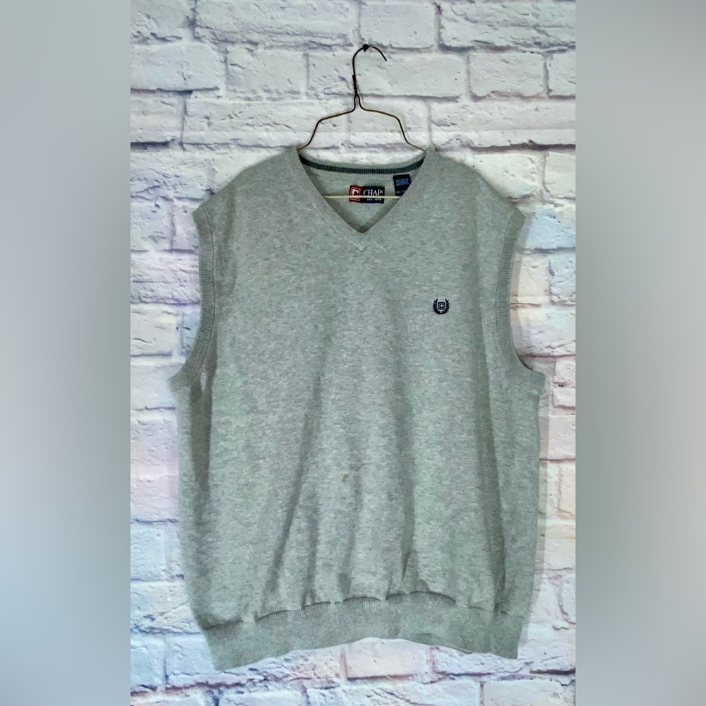 Chaps Ralph Lauren Mens V Neck Sweater Vest Color Gray Size XXL Vintage